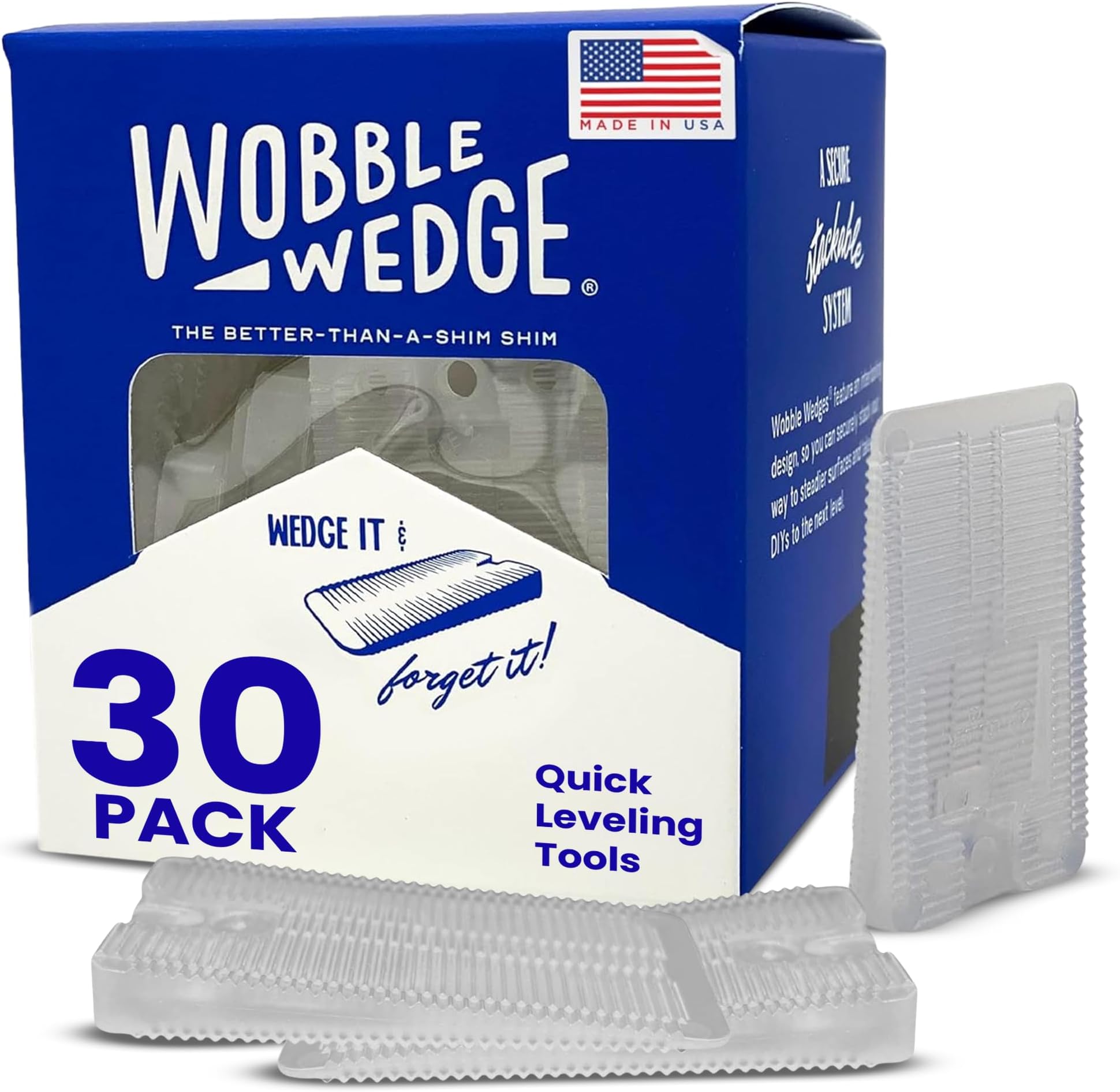 WOBBLE WEDGES Hard Clear - Restaurant Table Shims - 30 Piece Jar