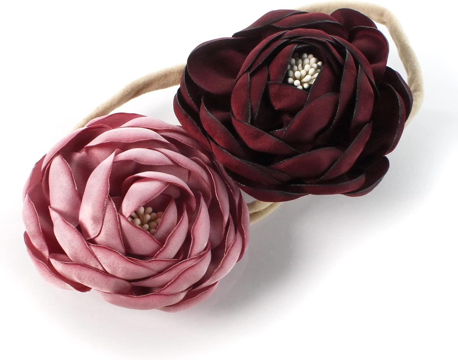 My Lello Baby Girl Ranunculus Flower Stretchy Nylon Elastic Headbands Set 2pcs