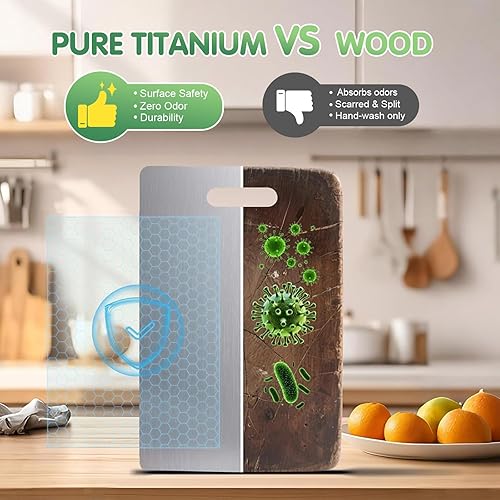 Miniatura 4 de Tabla de corte de titanio Katuchef, 2026 nueva tabla de corte 100% pura de titanio para cocina, tabla de cortar de titanio pro doble cara, apta para