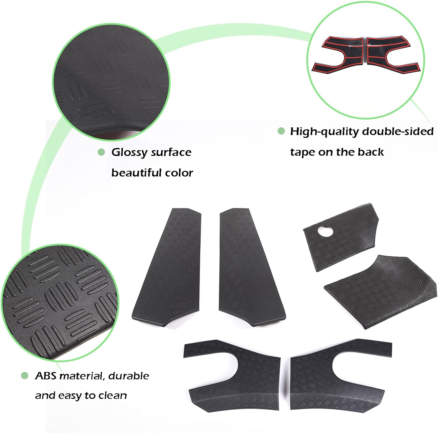 LLKUANG Car Black Cowl Body Armor Outer Cowl Covers Side Corner Guards for Toyota FJ Cruiser 2007-2021,Headlight ABS Hood Side Trim Panel-1 Pair (Combination-6PCS)