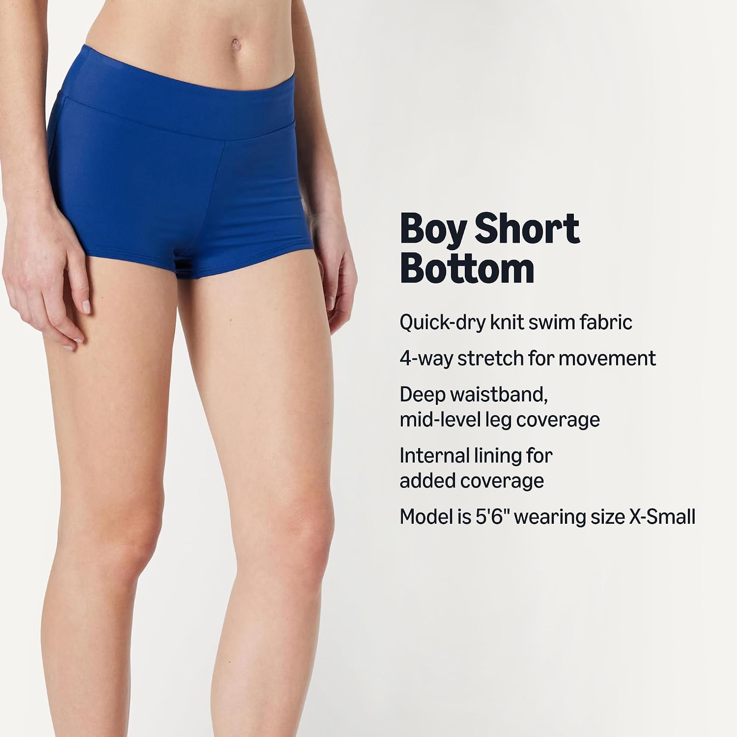 Amazon Essentials Women's Boy Short Swim Bikini Bottom with Full Coverage