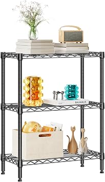 3-Tier Wire Shelving Unit, Small Metal Shelf Rack For Kitchen & Bathroom