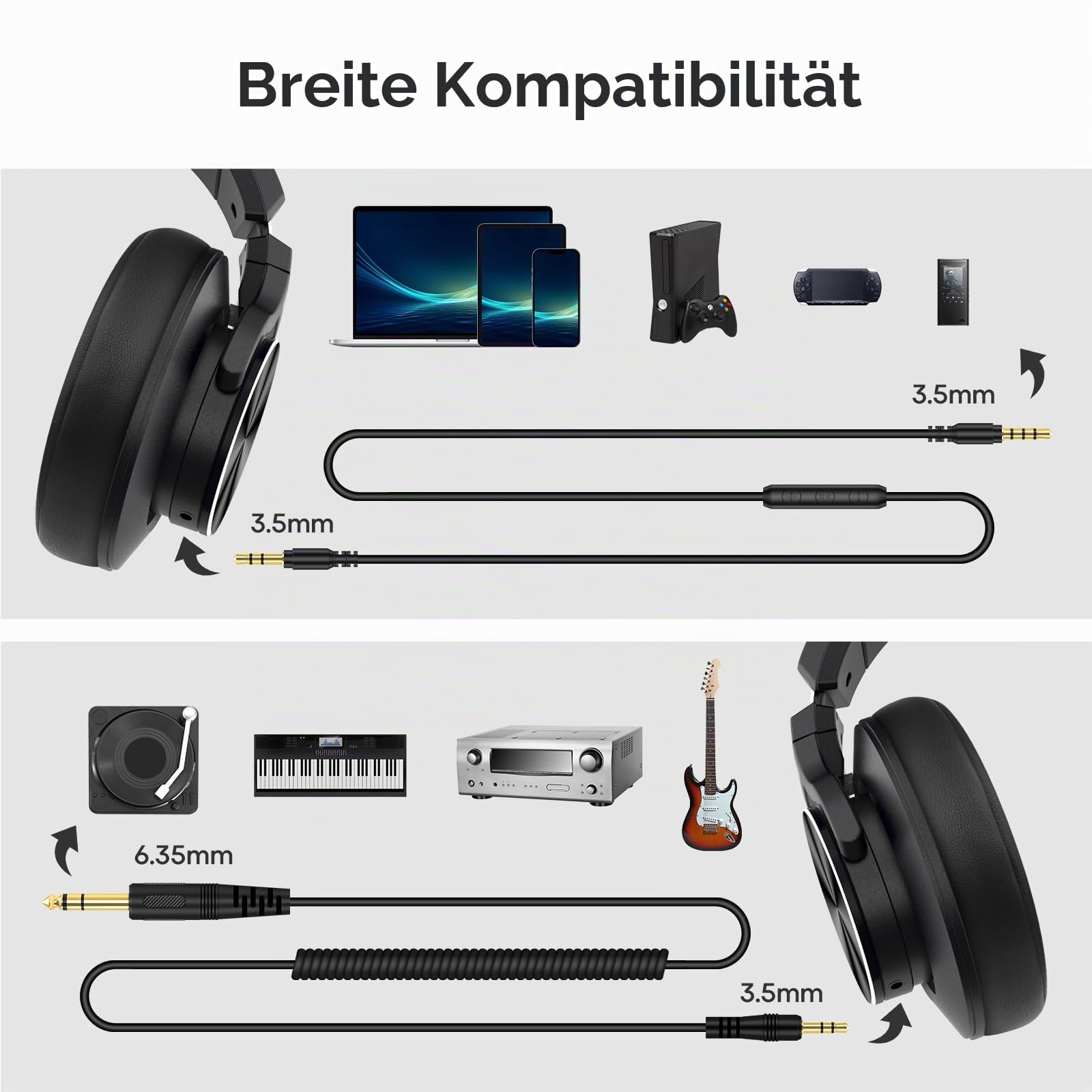 Srhythm HD75 Kabelgebundener DJ-Kopfhörer für Studio/Party/Guitar