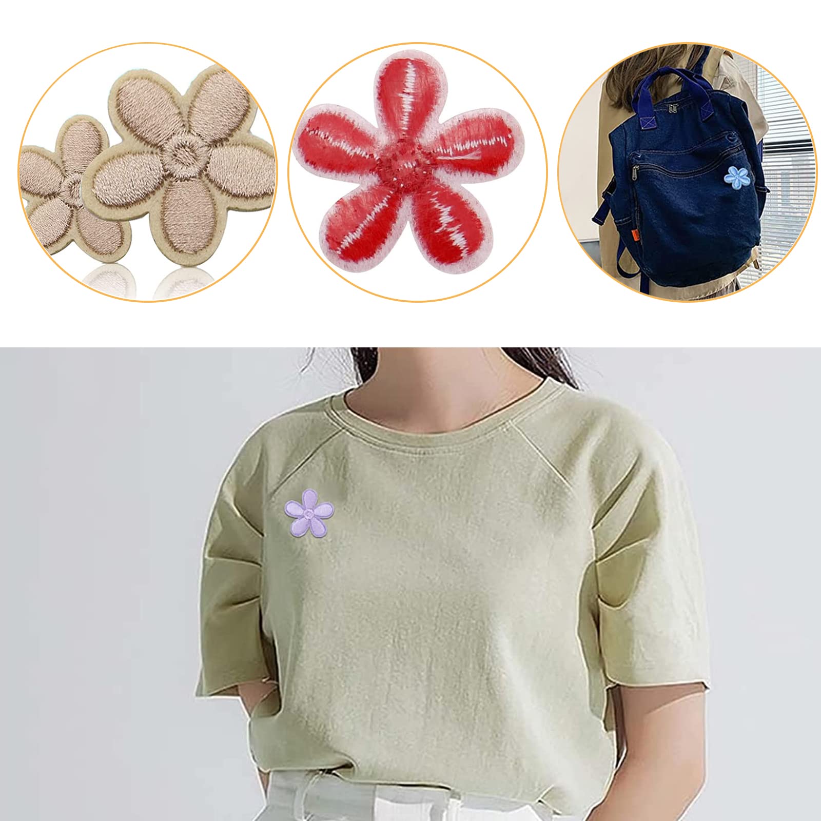 Set 46 Toppe Termoadesive Floreali - 14 Margherite, 10 Fiori Grandi, 22 Fiori Piccoli, Per Decorazione E Riparazione - Foto 2