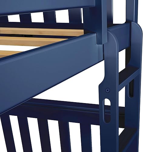 Miniatura 67 de Max & Lily - Litera de tamaño individual sobre matrimonial con escalera, base de cama de madera maciza para niños, barandillas de seguridad de 14