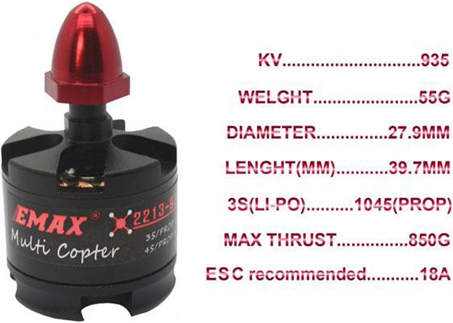 CW Emax Mt2213 935kv 2212 Brushless Motor CW for F450 X525 Quadcopter Hexcopter(Pack of 4pcs)
