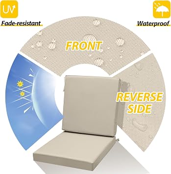 AAAAAcessories Outdoor Chair Cushions, 18 x 16.5 x 3 + 20 in, Set of 1