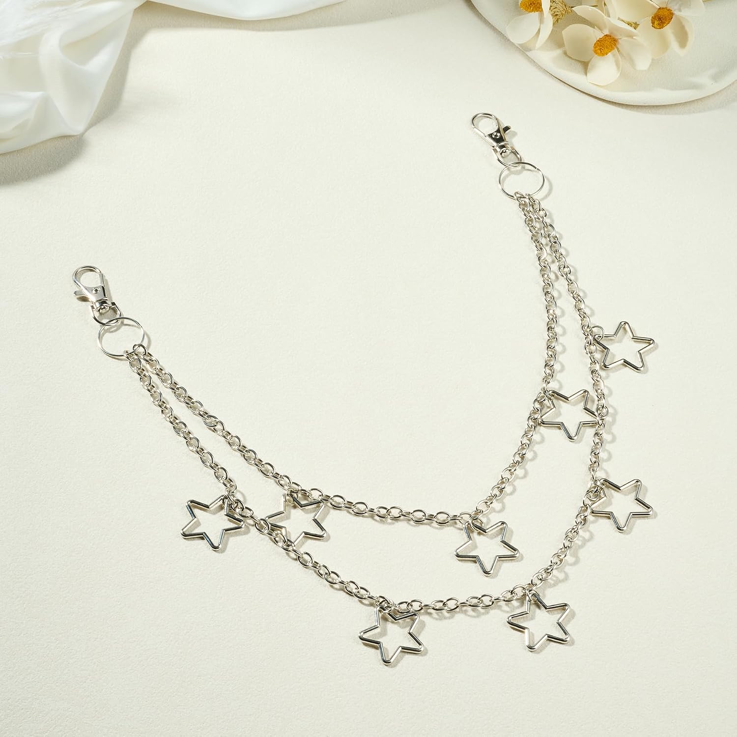 AceFun Punk Pants Chain Hip Hop Y2K Stars Cross Sword Rivet Charm Layered Jeans Chains Silver Wallet Chain Pocket Chain Key Chain Shoes Chain Handbag Chain Vintage Rock Chains for Women Men Festival Jewelry Clothing Accessories