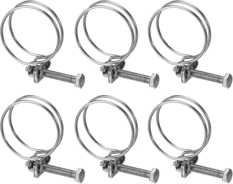 Abraçadeira de mangueira com arame duplo uxcell 38–42 mm em aço inoxidável – Kit com 6 unidades