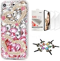 Vista 14 de STENES Bling Funda compatible con iPhone 5C, elegante, hecha a mano en 3D [serie brillante], diseño de hipocampo coral con protector de pantalla