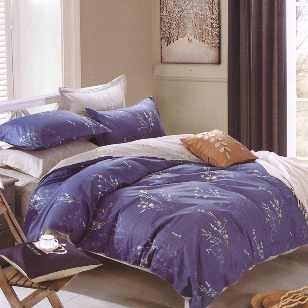 Draps de lit de coton de une piece en sergé et lin souple 150x225cm