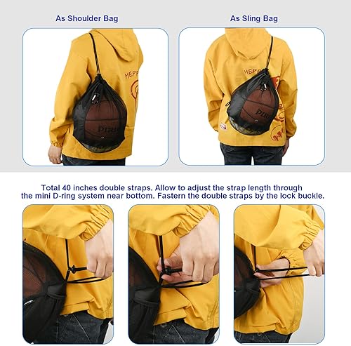 Miniatura 5 de Cosmos Mochila de baloncesto  Bolsa de baloncesto  Bolsa cruzada de malla de una sola bola para voleibol, fútbol, rugby equipo de fútbol,