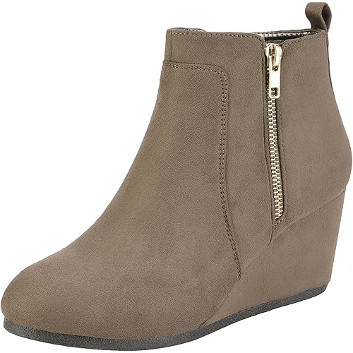 DREAM PAIRS Women's Suede Low Wedges Ankle Boots