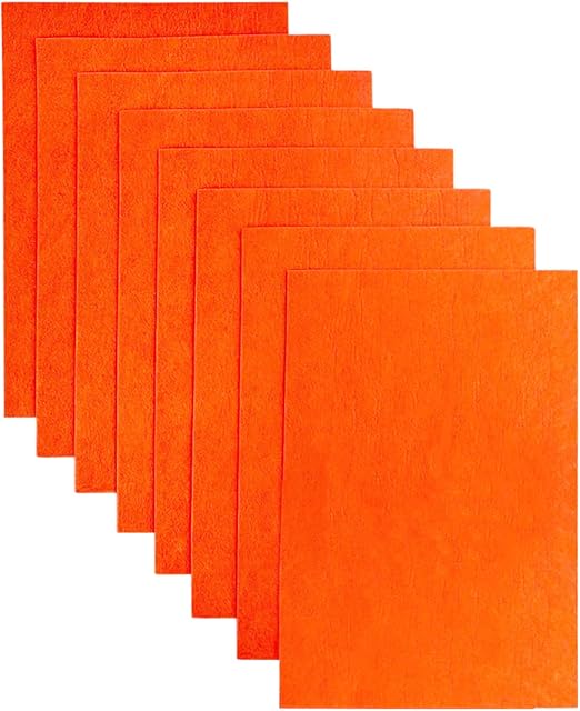 Jtnohx Sztywna tkanina filcowa o grubości 2 mm, kolorowe arkusze filcowe, 8 szt. 20 x 30 cm, ciężki filc do sztuki i rzemiosła, projektów DIY (pomarańczowy)