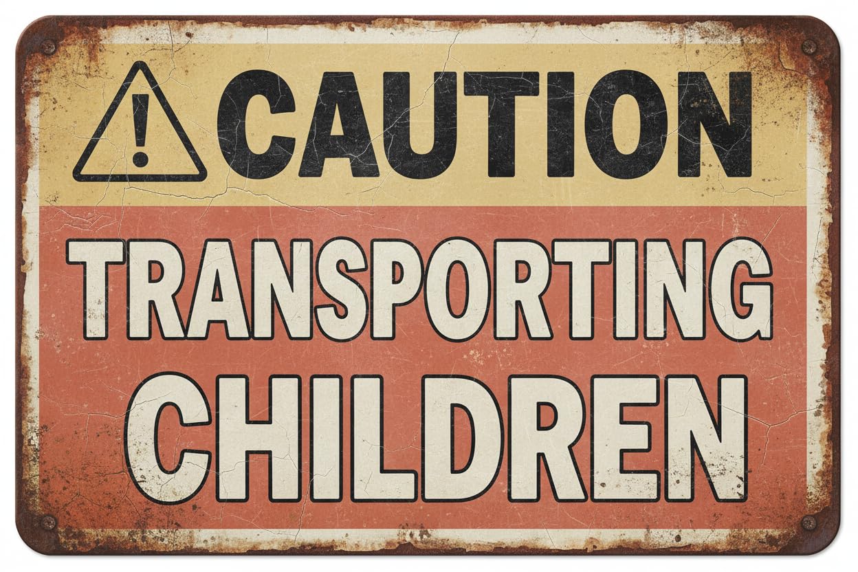 Wall Decor Caution Transporting Children Decal 8x12Inch Vintage Signs Aluminum Plates Printed