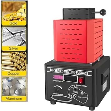 Electric Gold Melting Furnace, 1600C/2912F Digital Melting Furnace Machine, Metal Casting Kit with Graphite Crucible, Melting Time 3-5 Minutes(3KG)~/