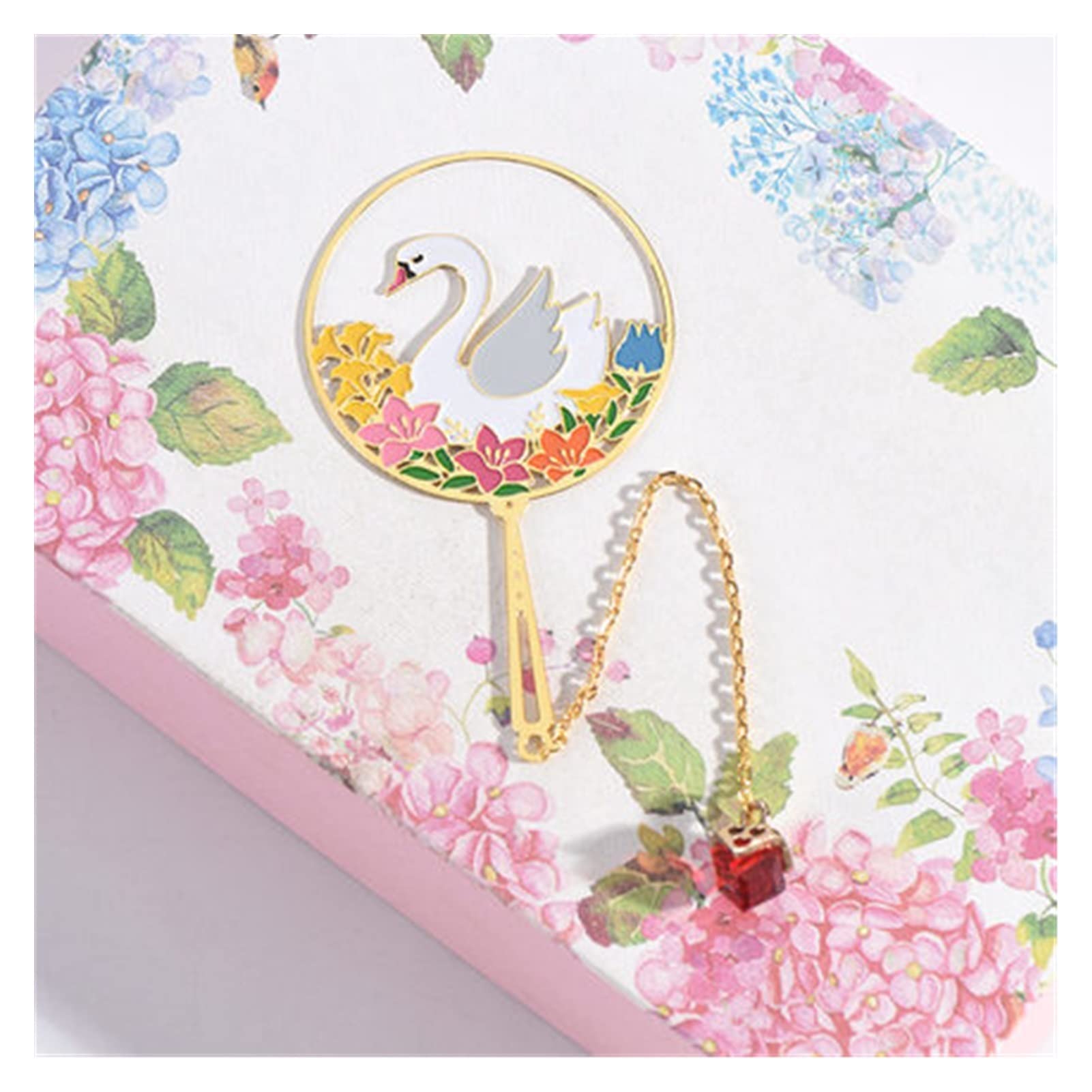 SUNESA Lesezeichen Schöner chinesischer Stil Swan Fan Metal Lesezeichen Quasten Anhänger Buch Mark for Kinder School Office Supplies Buch Markierungen (Color : 2)