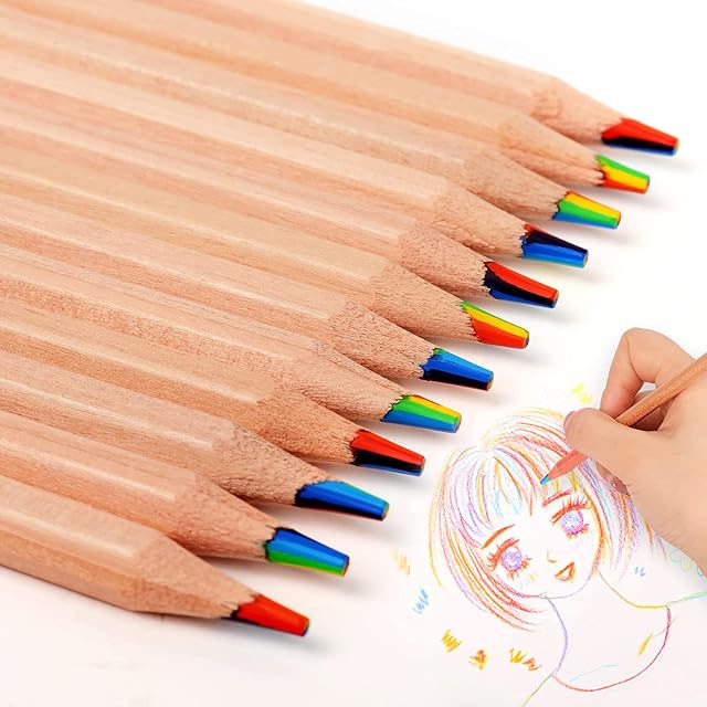 ThEast 30 Piece Rainbow Coloured Pencils, 7 Color in 1 Pencils for Kids, Assorted Colours for Drawing Colouring Sketching Pencils For Drawing Stationery, Bulk, Pre-sharpened,Simple Box Packaging