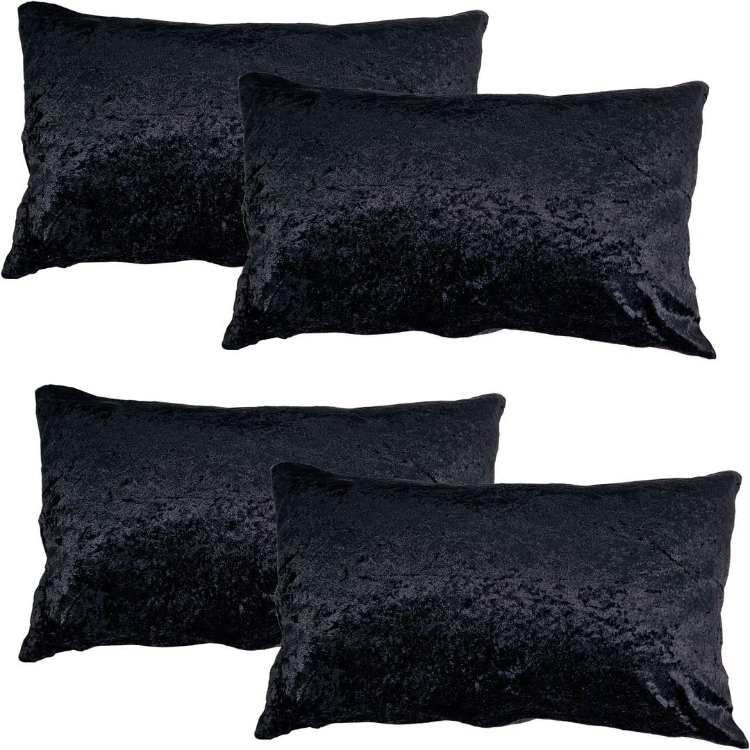 John Aird Set Of 4 Crushed Velvet Decorative Cushion Covers 12" x 20" (set of 4) (Black) — image 1