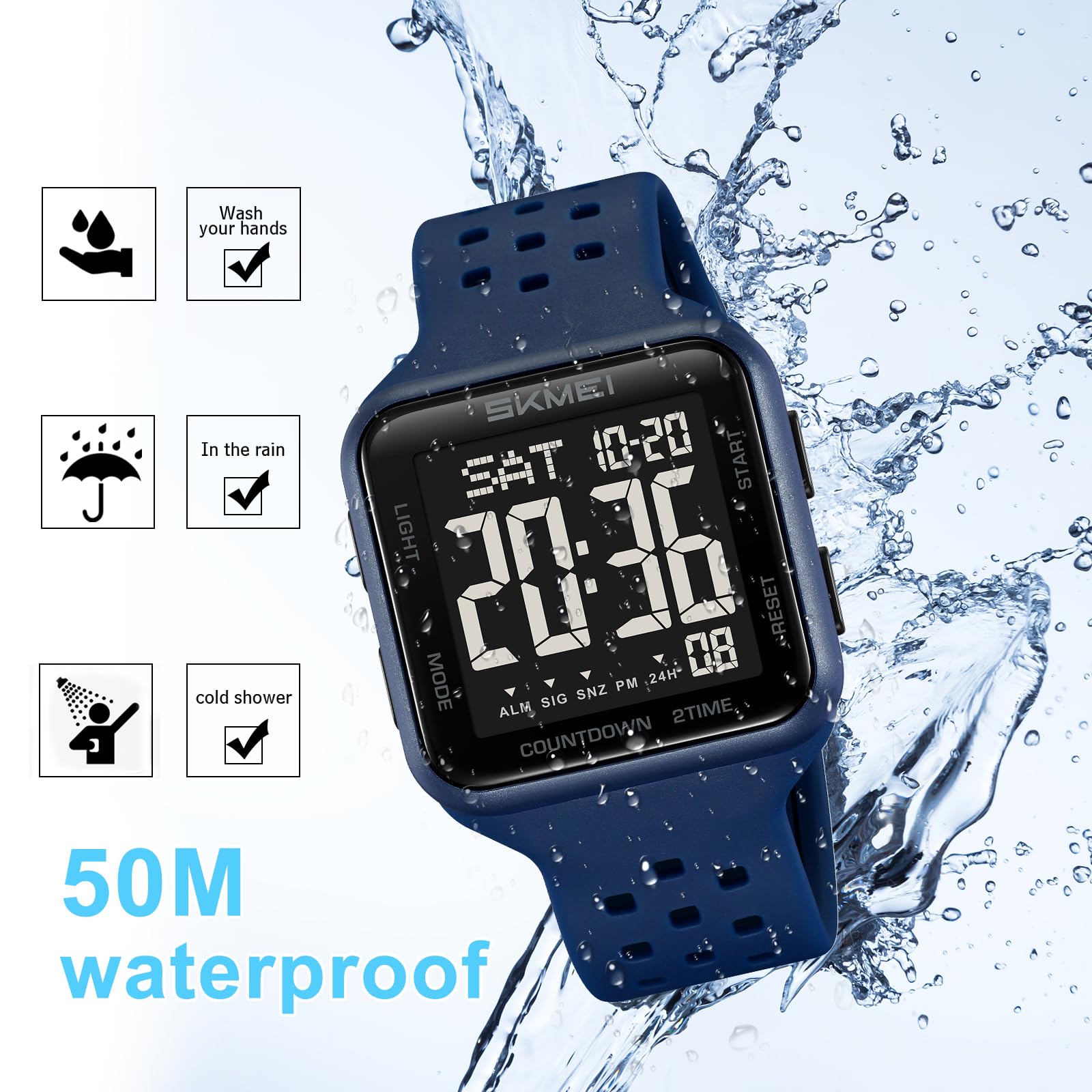 SKMEI Men's Sports Digital Watches Military Multifunction Watches for Women with Waterproof Alarm Dual Time Zones Stopwatch