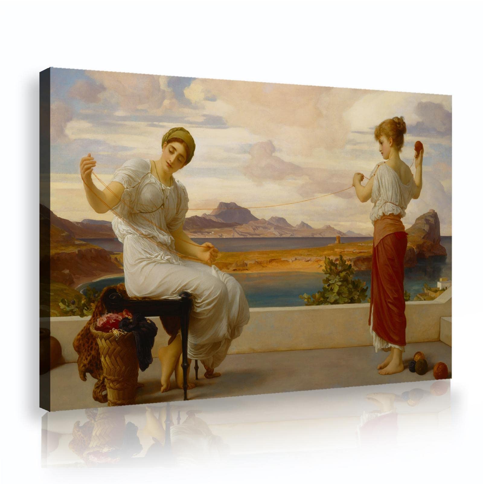 Via Vela The Winding the Skein autorstwa Frederic Leighton estetyczny design duży wydruk na płótnie sztuka ścienna słynny obraz do sypialni wystrój domu 65 x 100 cm rama wewnętrzna