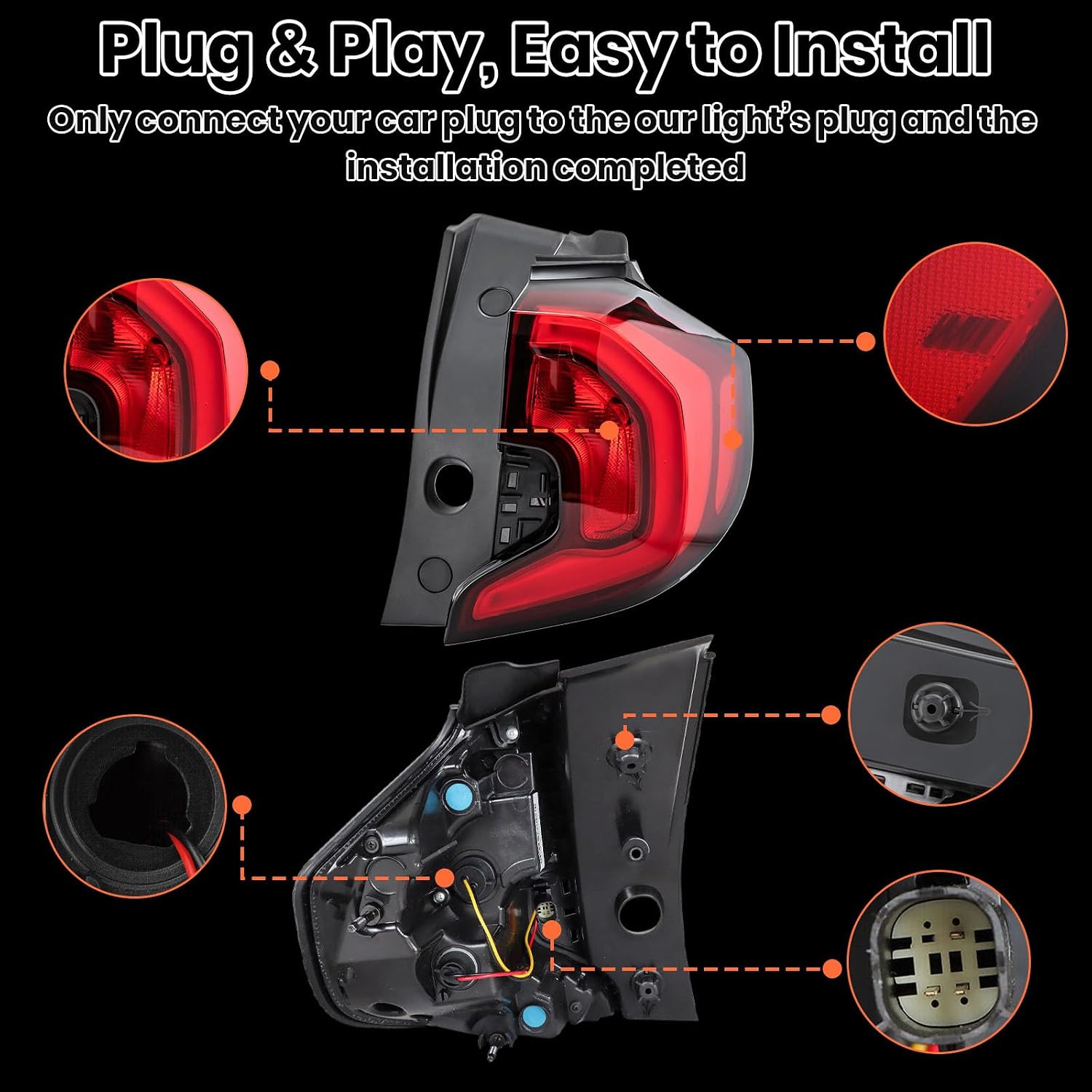 LED Tail Light Compatible with 2018-2021 GMC Terrain SLE SLT SL Outer Rear Brake Lamp Assembly Replaces for 84379498 Passenger Side 【NOT Compatible with Terrain Denali Model】