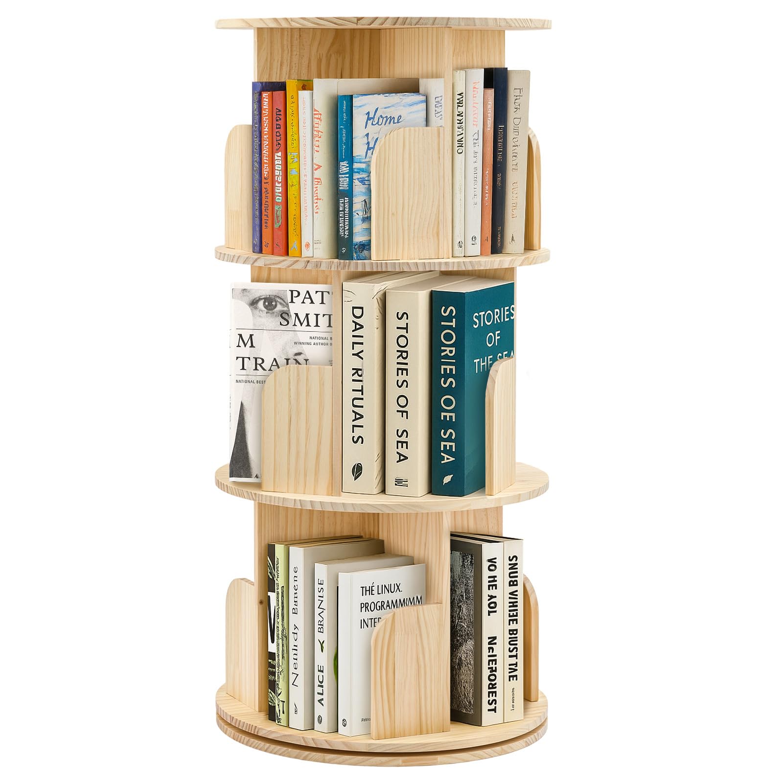 Youyijia 3-Stöckiges Drehbares Bücherregal 360° Frei Bücherregal Kinder Brehregal Düroregal Standregal Drehregal Büroregal Dekoregal für Wohnzimmer, Arbeitszimmer, Büro, als Raumteiler