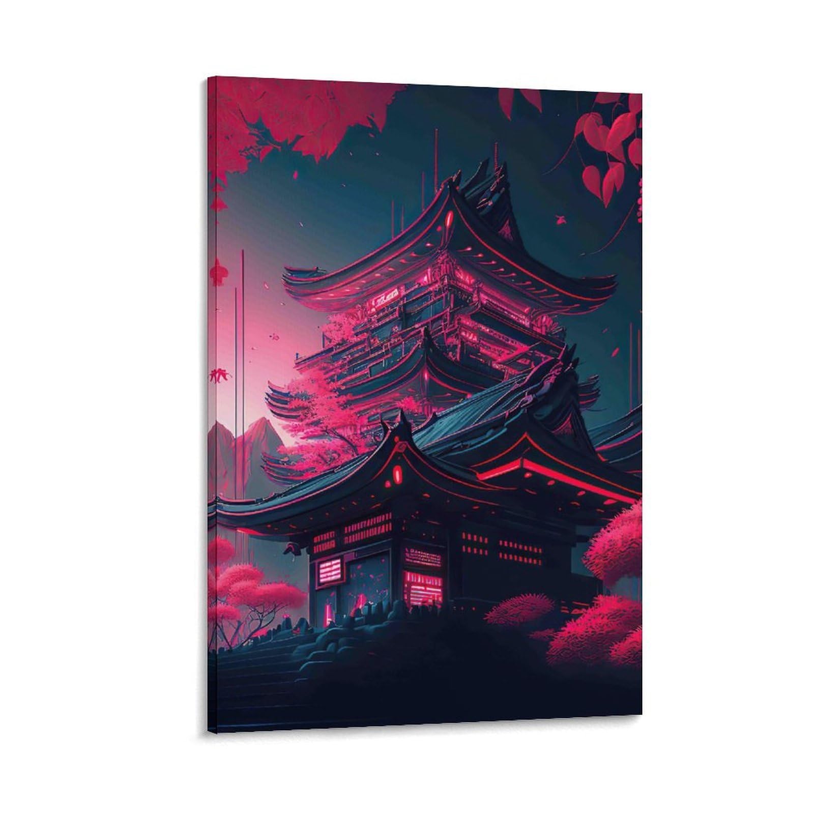 DHBANEIOK Cyberpunk Temple Poster Artwork Canvas Prints Picture Modern Wall Art Picture Wall Hanging for Home Decorations 20x30inch(50x75cm)