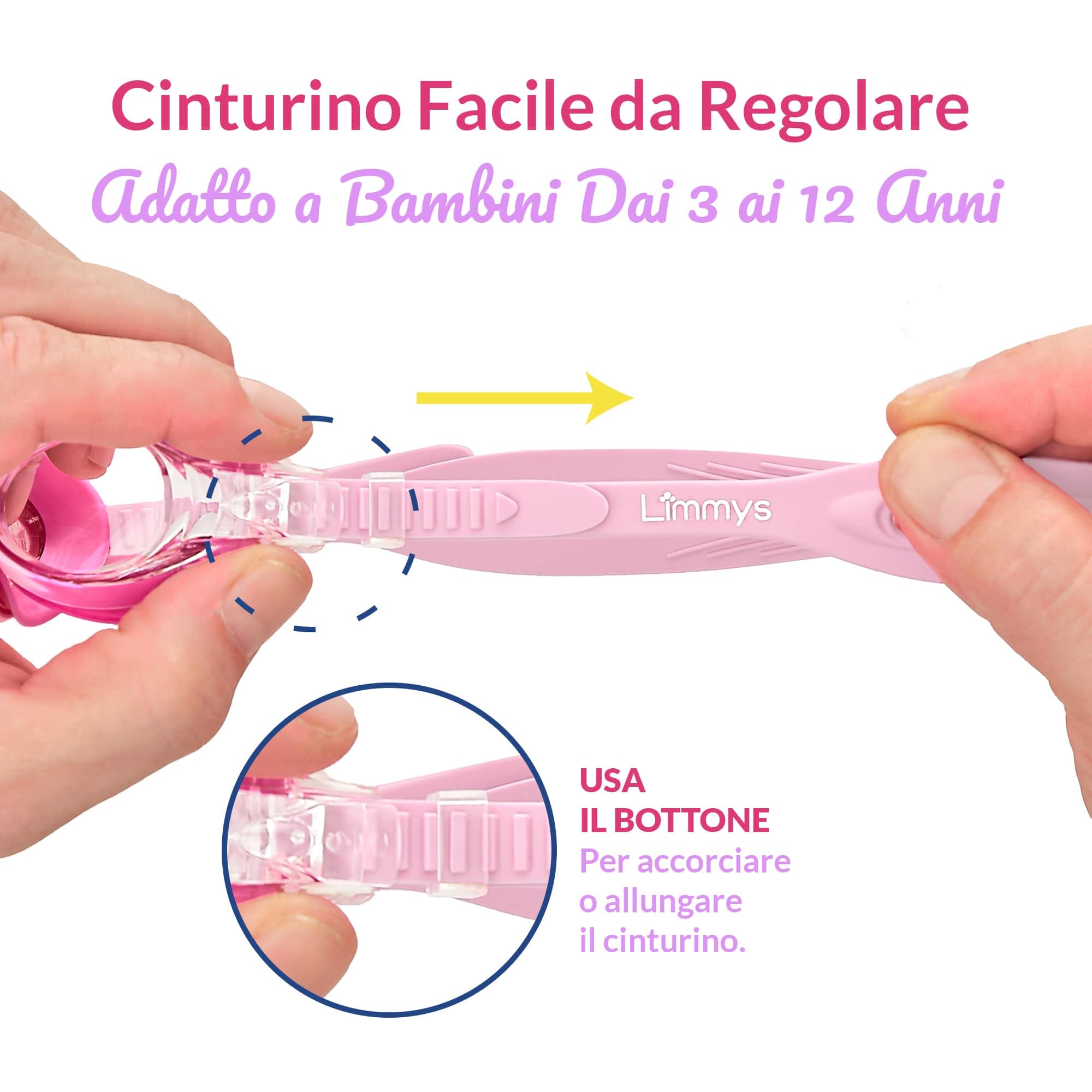 Limmys Occhialini Nuoto Unisex – Occhialini Nuoto Bambini 3 – 12 Anni – Occhialini Piscina Anti Appannamento – Occhialini Piscina Bambino Regolabili, Nasello Flessibile e Protezione UV – con Custodia