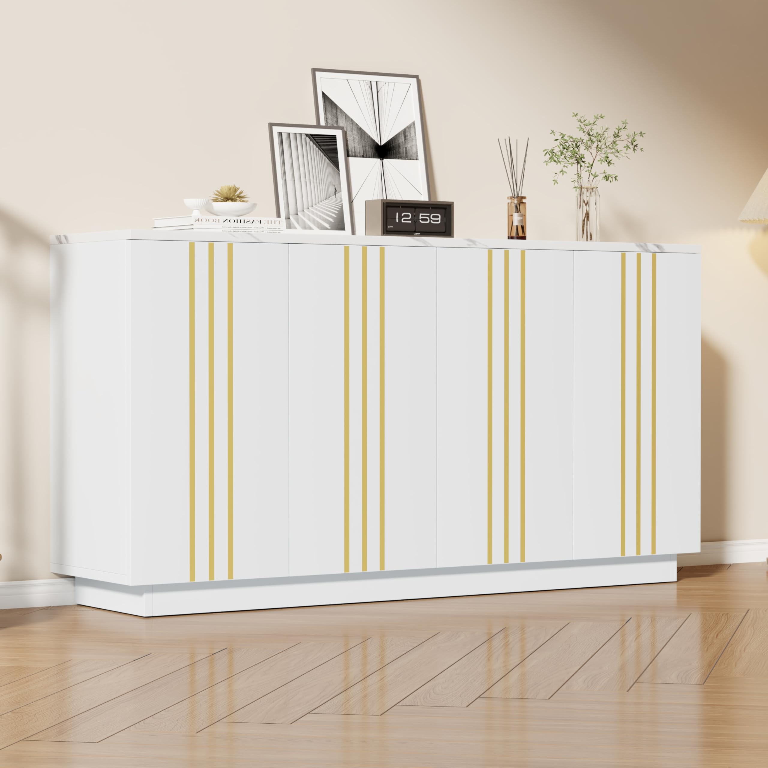 Jaxenor Sideboard with 4 Doors & Adjustable Shelves for Living Room