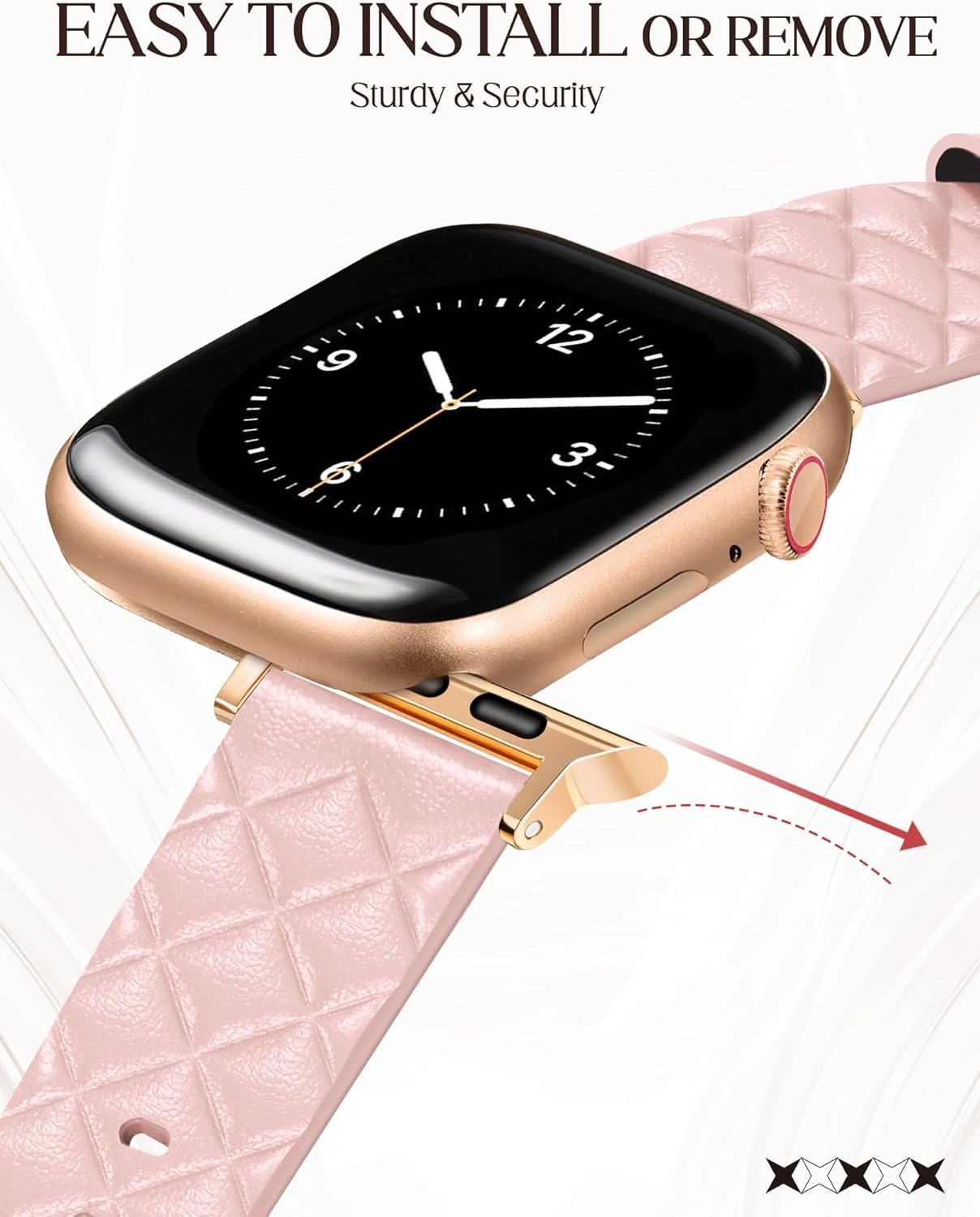 Designer Leather Bands Compatible with Apple Watch Band 38mm 40mm 41mm 42mm(S11/10) for Women，Genuine Leather Checkered Engraved Strap for iWatch Series 11/10/9/8/7/6/5/4/3/2/1/SE/Ultra3/2/1 - Image 3