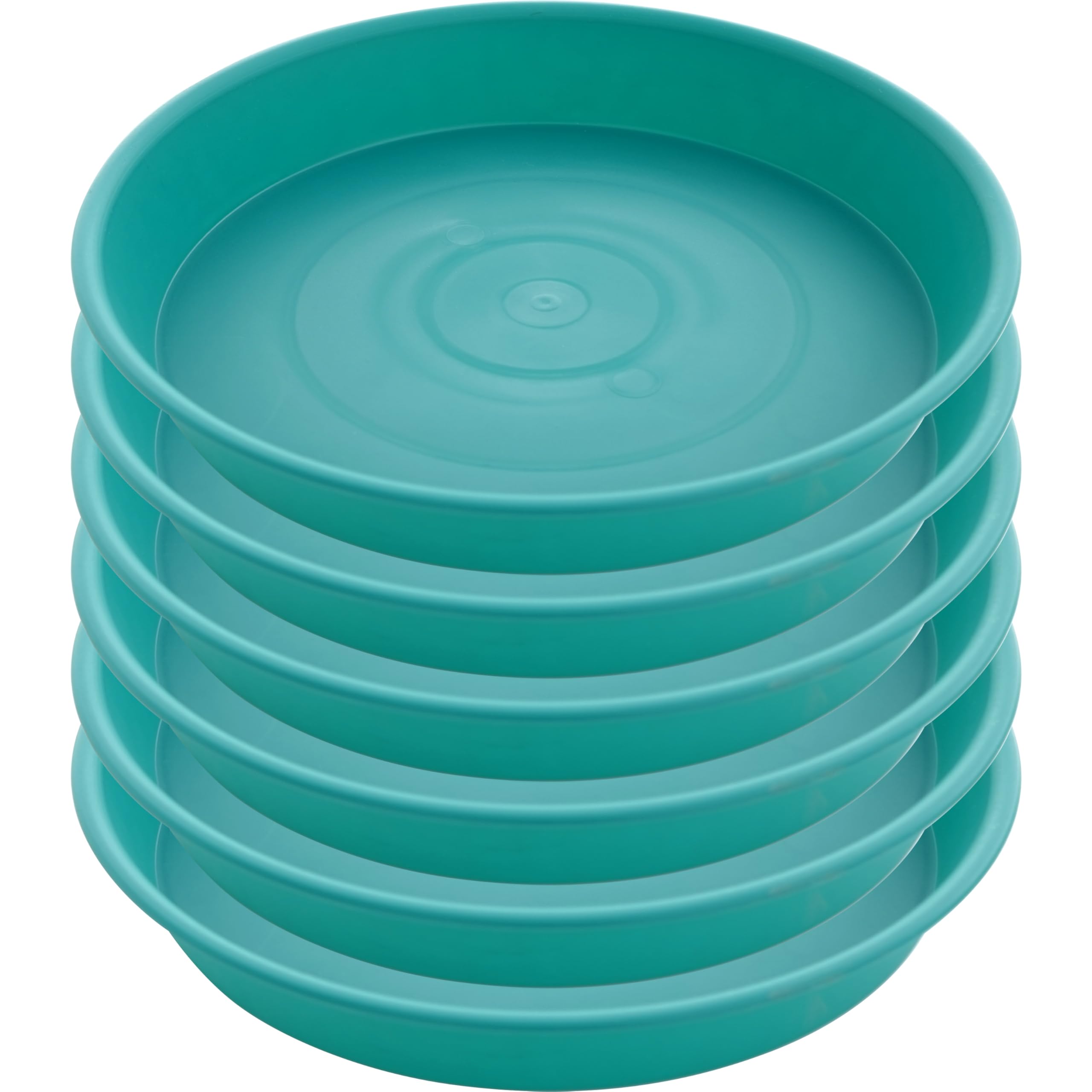 Bleuhome 6 Pack Plastic Plant Saucer Water Drip Tray, 4 5 6 7 8 9 10 11 12 13 15 17 19 inch, Heavy Sturdy Plant Drainage Tray for Indoors Outdoor, Flower Saucers for Pots Base (4", Teal)