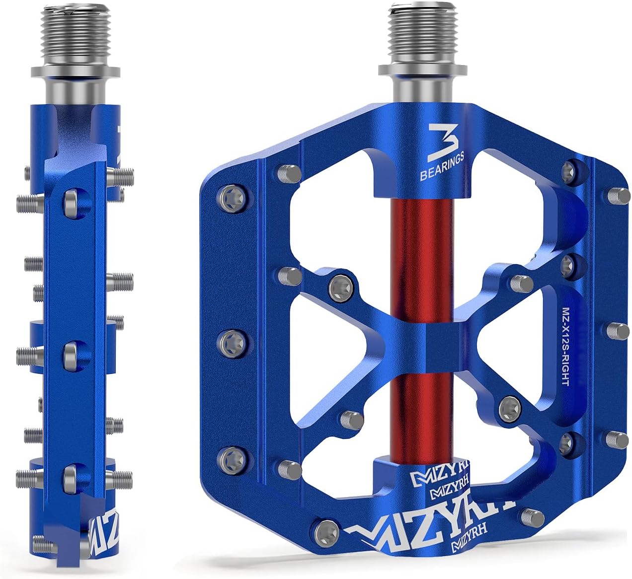 MZYRH Road/Mountain Bike Pedals,Lightweight 3 Bearings Bicycle Pedals,9/16” Aluminum Alloy Flat Pedals for Road Mountain BMX MTB Bike