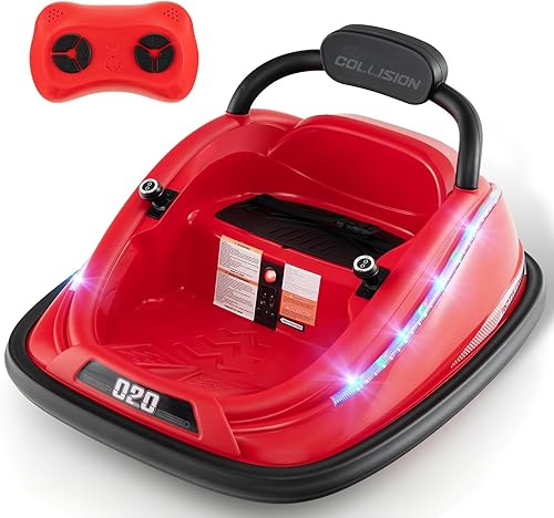 Miniatura 10 de OLAKIDS Auto de parachoques para niños pequeños, juguete eléctrico de 12 V con control remoto, batería para bebé, rotación de giro de 360 grados,