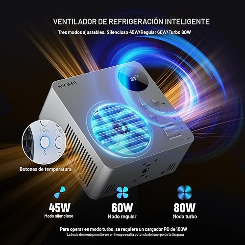 Miniatura 5 de NEEWER HB80C RGBWW - Luz de video LED con batería integrada de 72 Wh y carga rápida PD de 100 W, iluminación de salida continua COB Mini RGB de 80