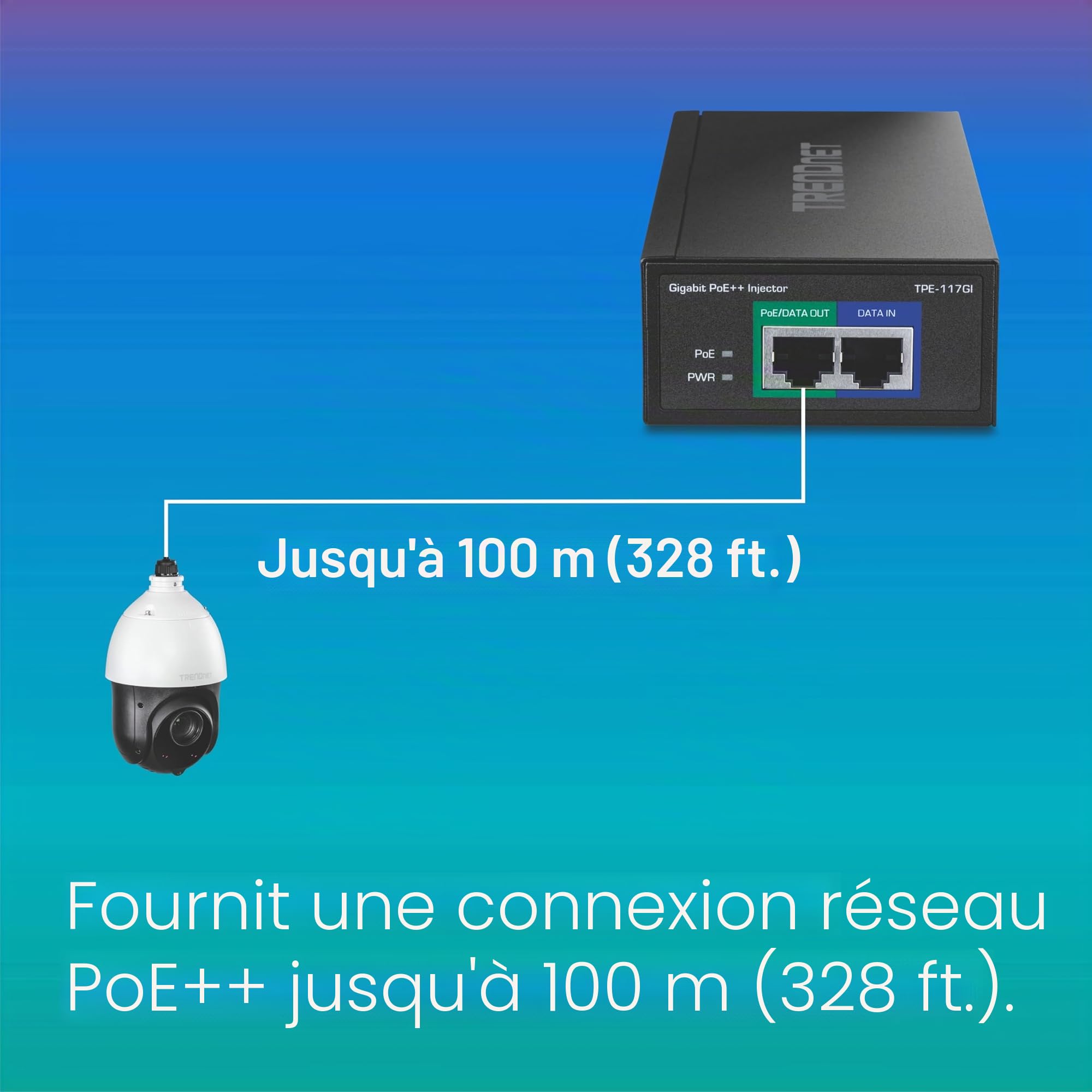 TRENDnet GIGABIT Ultra POE Plus Injector Noir TPE-117GI