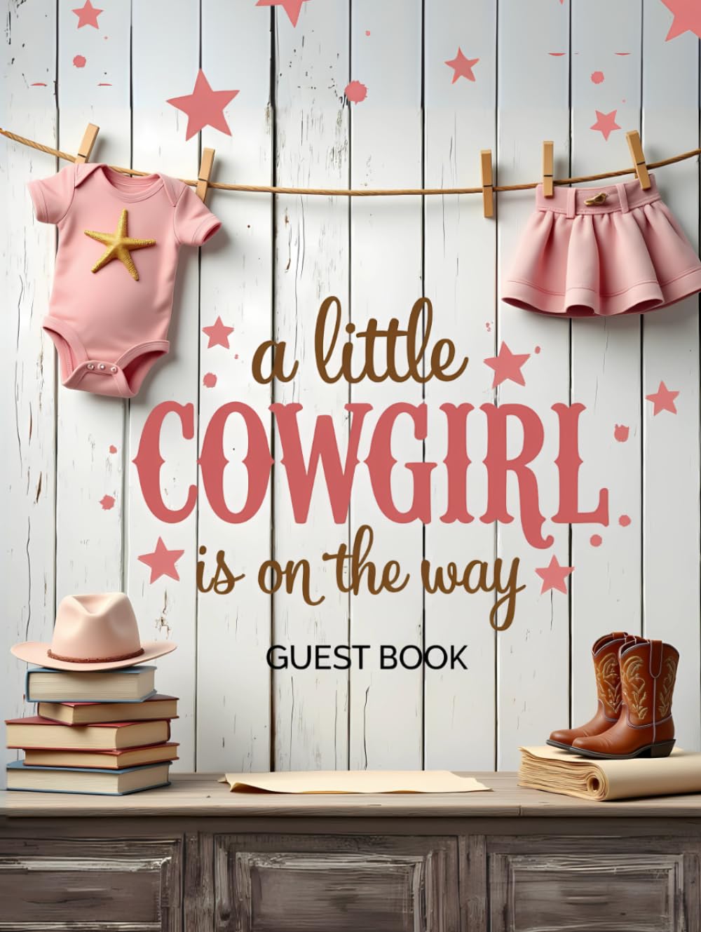 A Little Cowgirl Is On The Way – Baby Shower Guest Book with Rustic Western Design, Horseshoes & Floral Accents: Cowgirl Western-Themed Baby Shower ... – Fun and Deliciously Sweet Baby Boy Keepsake      Hardcover – August 28, 2025