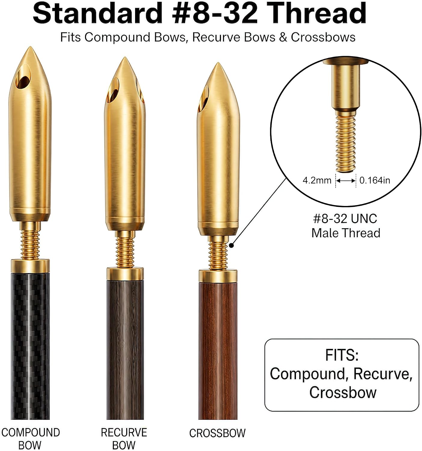 MOLFUJ Copper Whistling Arrow Tips 125 Grain 8-32 Thread Broadheads for Compound Bow Recurve Bow Crossbow –3 Holes, 6 Packs