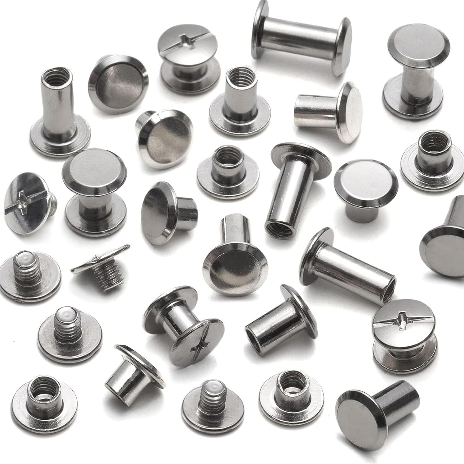 110Pcs Binding Screws Set Book Binding Rivets Crossed Head Button Screws for Leather Belt Bookbinding