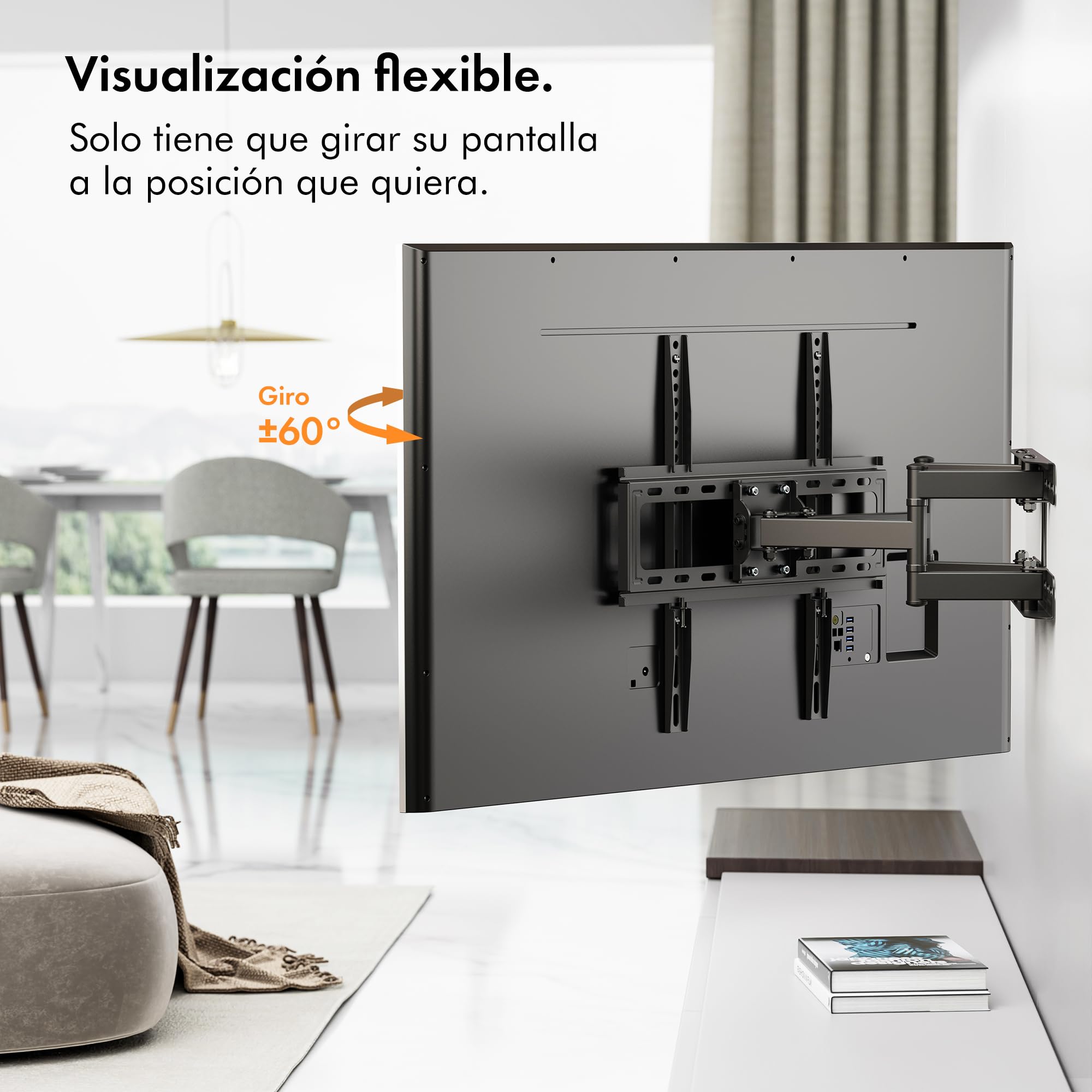 VonHaus Soporte de TV Pared para Pantallas Planos y Curvos de 23-70 Pulgadas, Inclinable Giratorio Soporte Inclinable y Giratorio, Doble Brazo de Movimiento Completo, VESA Min: 75x75mm MAX: 400x400mm