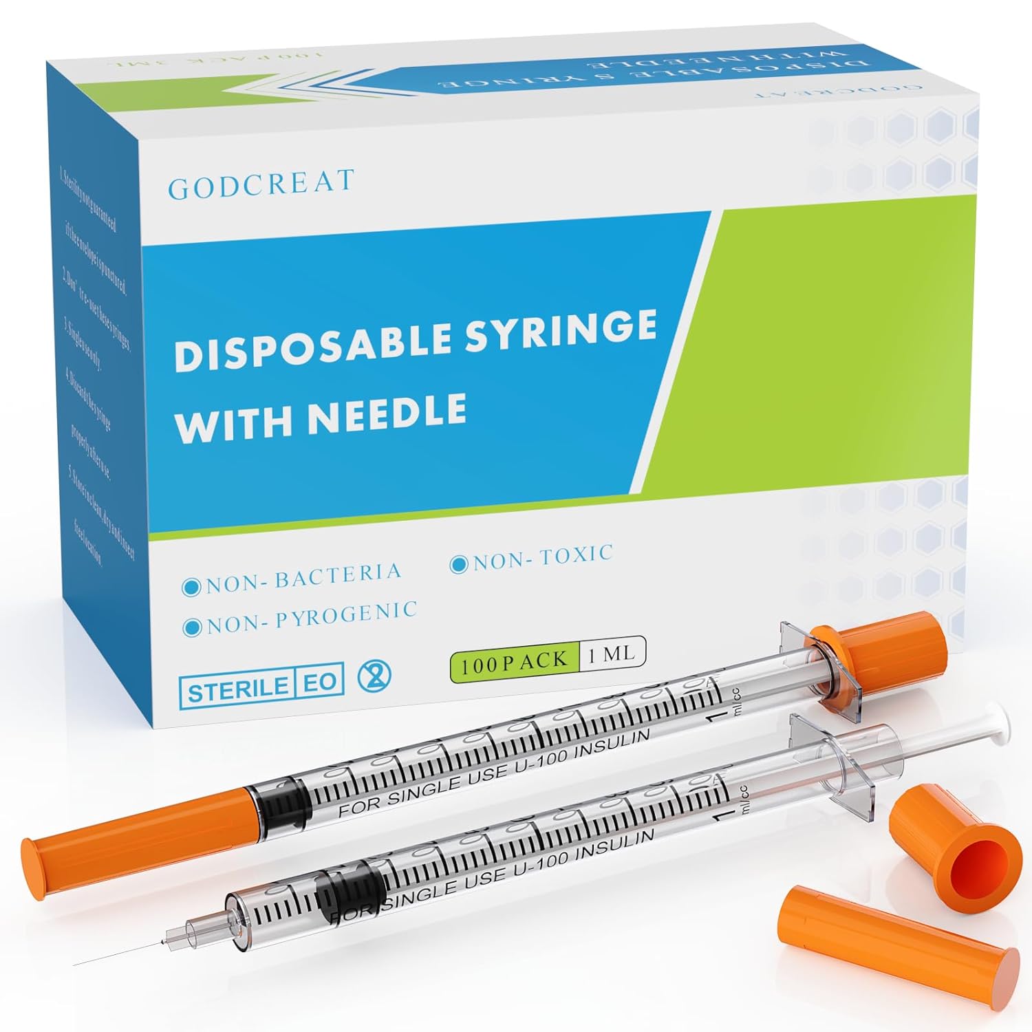 U-100 1cc with 30G 1/2 Inch Syringes, Individually Packed, Pack of 100