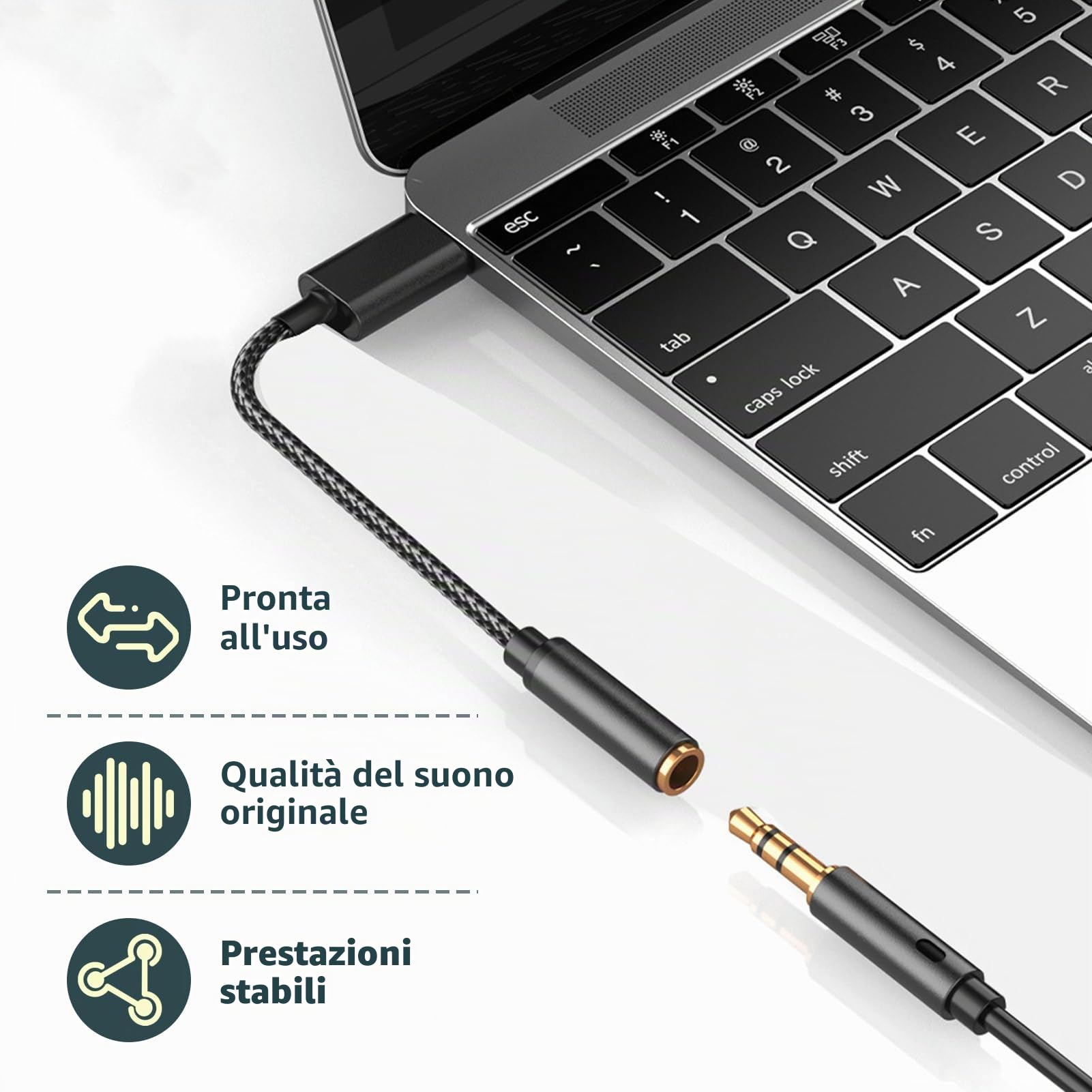 Adattatore Audio USB a Jack 3,5 mm Scheda Audio Esterna USB A a TRRS per Cuffie Microfono Compatibile con PC Laptop PS4 PS5 Switch Mac Linux Chromebook Windows 11 10 8 7 DAC 24bit 96kHz Plug and Play