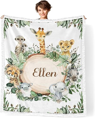 Miniatura 8 de Funny Farm Animals Personalized Sherpa Baby Blankets for Boys Girls,Soft Newborn Naps Custom Name Blanket for Shower Gift 30x40 in