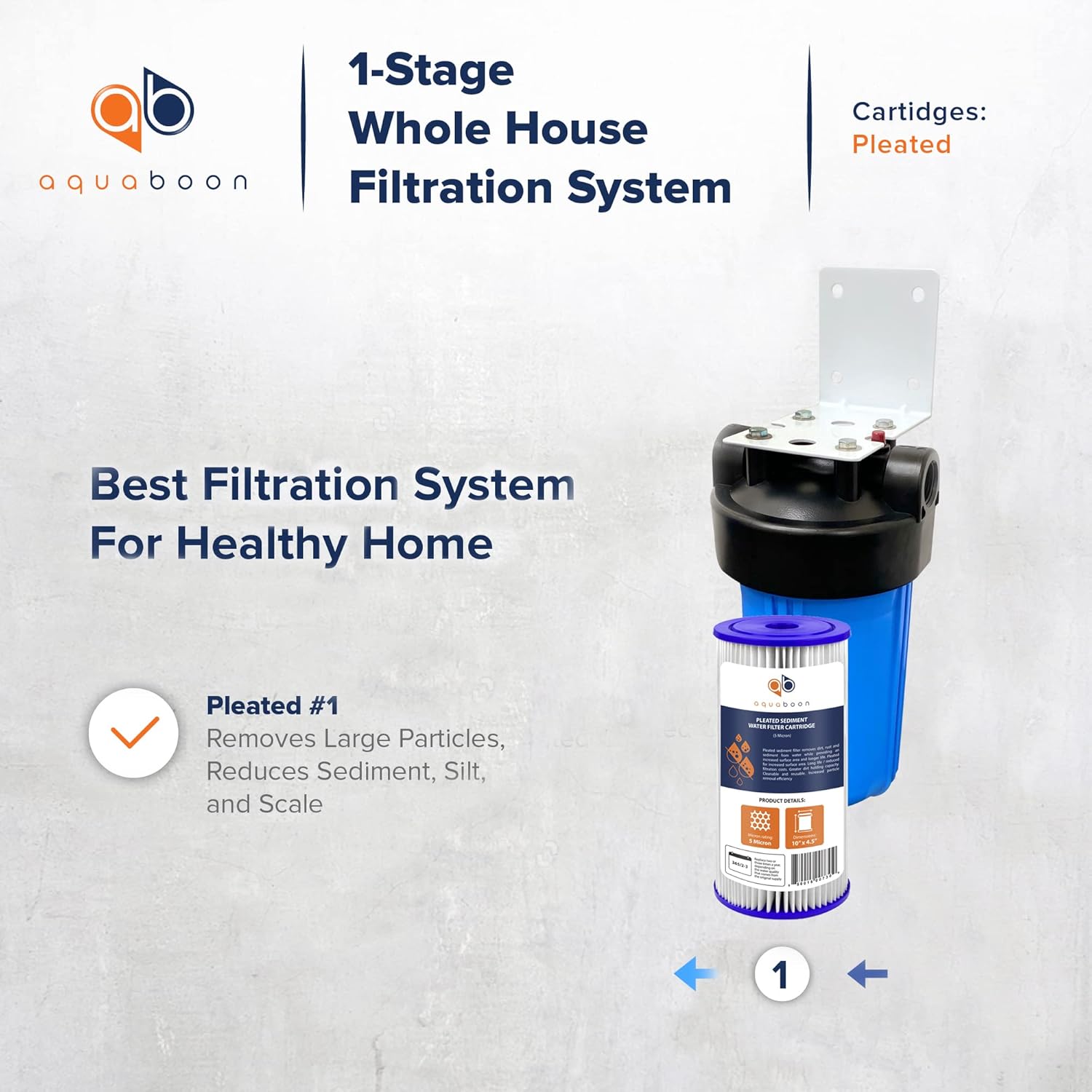 Bеѕt Cуbеr Dеаlѕ 🔥 Aquaboon 10 x 4.5 Whole House Heavy Duty Water Filter System (1Port)+ Bracket+ PP Pleated Sediment | Certified According to NSF | Compatible with DuPont WFHD13001B, BLUONICS BB10-CL PL