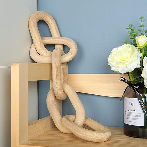 Miniatura 3 de Juego de guirnalda de eslabones de madera y guirnalda de cuentas, cadena de madera decorativa tallada a mano, decoración del hogar, granja