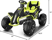 Vista 7 de ANPABO Juguetes de Montar 24V 4x4 para Niños Grandes de 3-12 Años Verde - Motores 4x200W, 5MPH, Asiento Ancho Ajustable, Control Remoto Parental