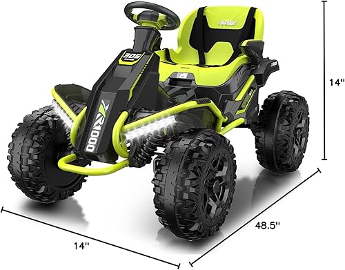 Miniatura 7 de ANPABO Juguetes de Montar 24V 4x4 para Niños Grandes de 3-12 Años Verde - Motores 4x200W, 5MPH, Asiento Ancho Ajustable, Control Remoto Parental,