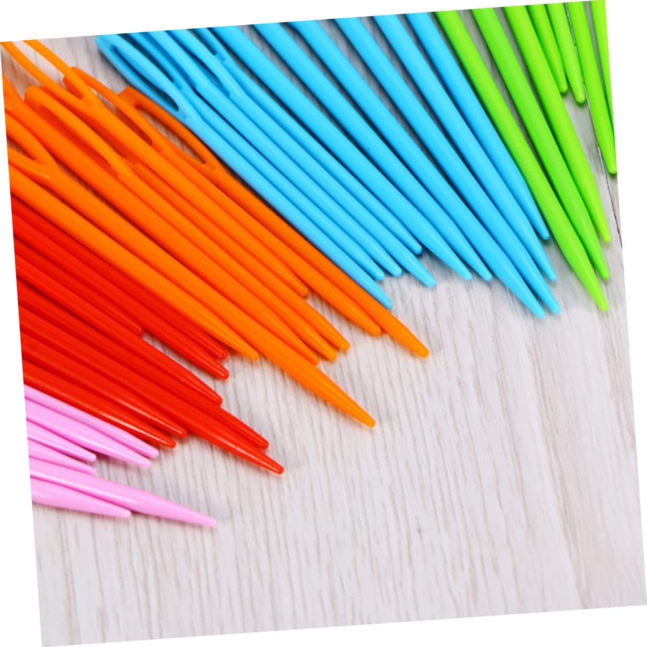 Operitacx 80Pcs Plastic Sewing Needles Large Eye Knitting Crochet Needles for Mixed and Needlework Projects