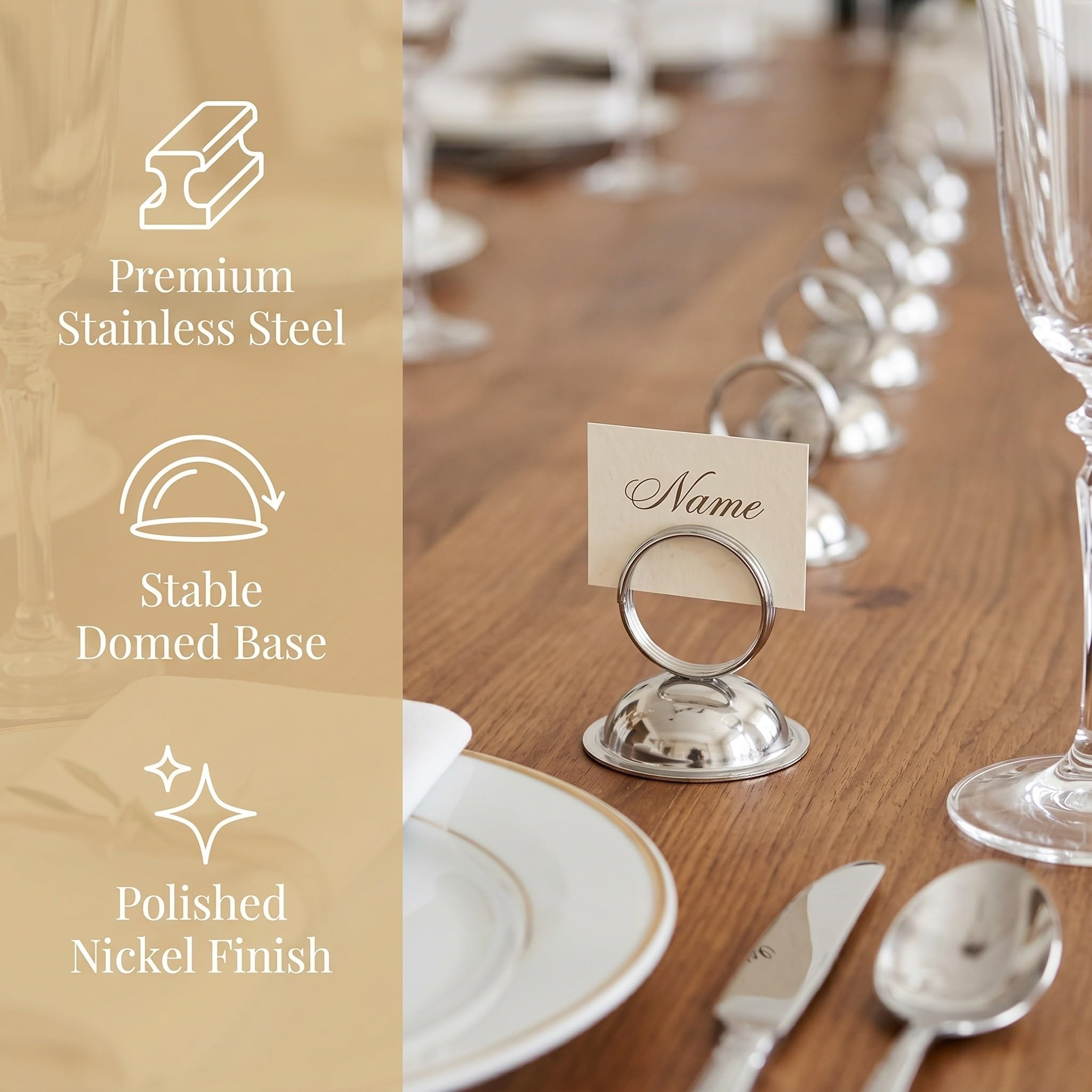 Operitacx 10 soportes plateados para números de mesa - Soporte para tarjetas de lugar con anilla - Clips para fotos para mostrador de catering de bodas, para menú de restaurante, decoración de
