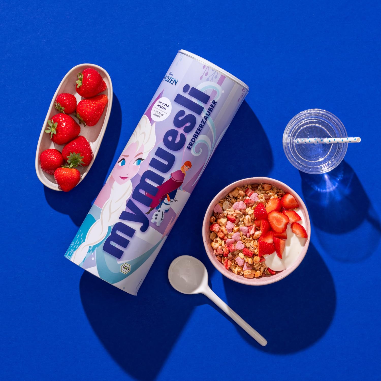 mymuesli Bio Disney Müsli Set (4 Sorten + 6er Geschenkbox) – Zuckerarmes Kinder Bundle mit Morning Princess, Erdbeerzauber, Schoko-Himbeer & Guten Morgen Löwe – Bio Frühstückscerealien, palmölfrei